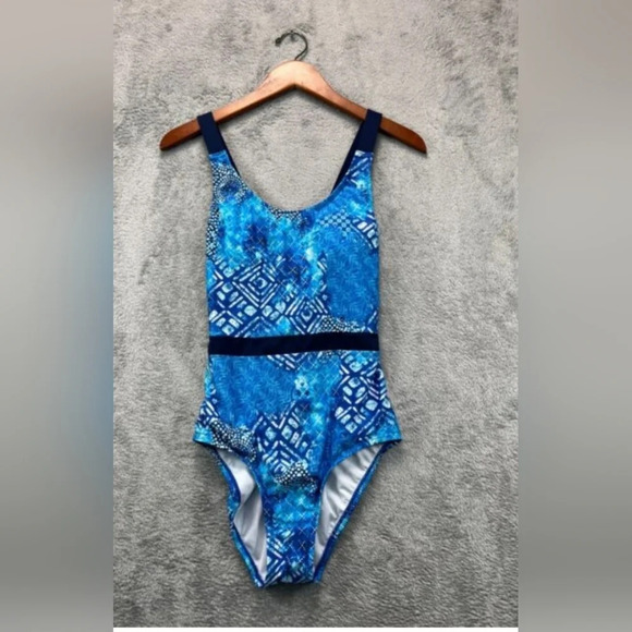 Clean Water Geometrical  Shape One Piece Swimsuit - Picture 1 of 5
